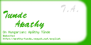 tunde apathy business card